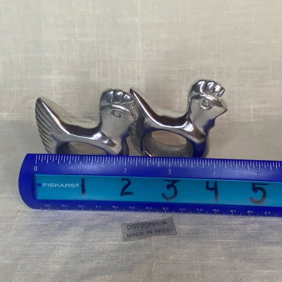 Rooster napkin rings Silver Metal Set of 6 2x2” - Picture 5 of 6